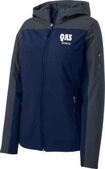 Port Authority Ladies Hooded Core Soft Shell Jacket, Dress Blue Navy/ Battleship Grey